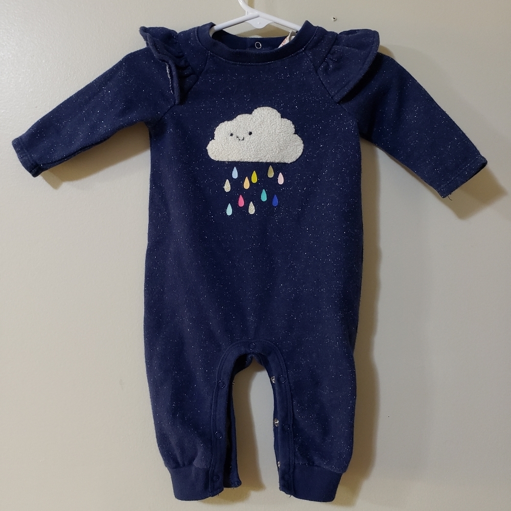 Cat and Jack navy blue sparkle romper with flutter
